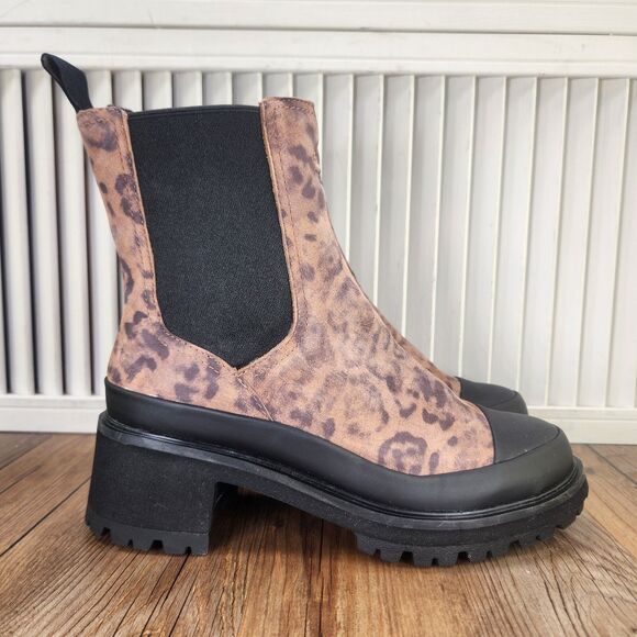 Timberland Kori Park 2.0 Womens Size 6 Brown Leather Leopard Print Chelsea Boots - Picture 1 of 11